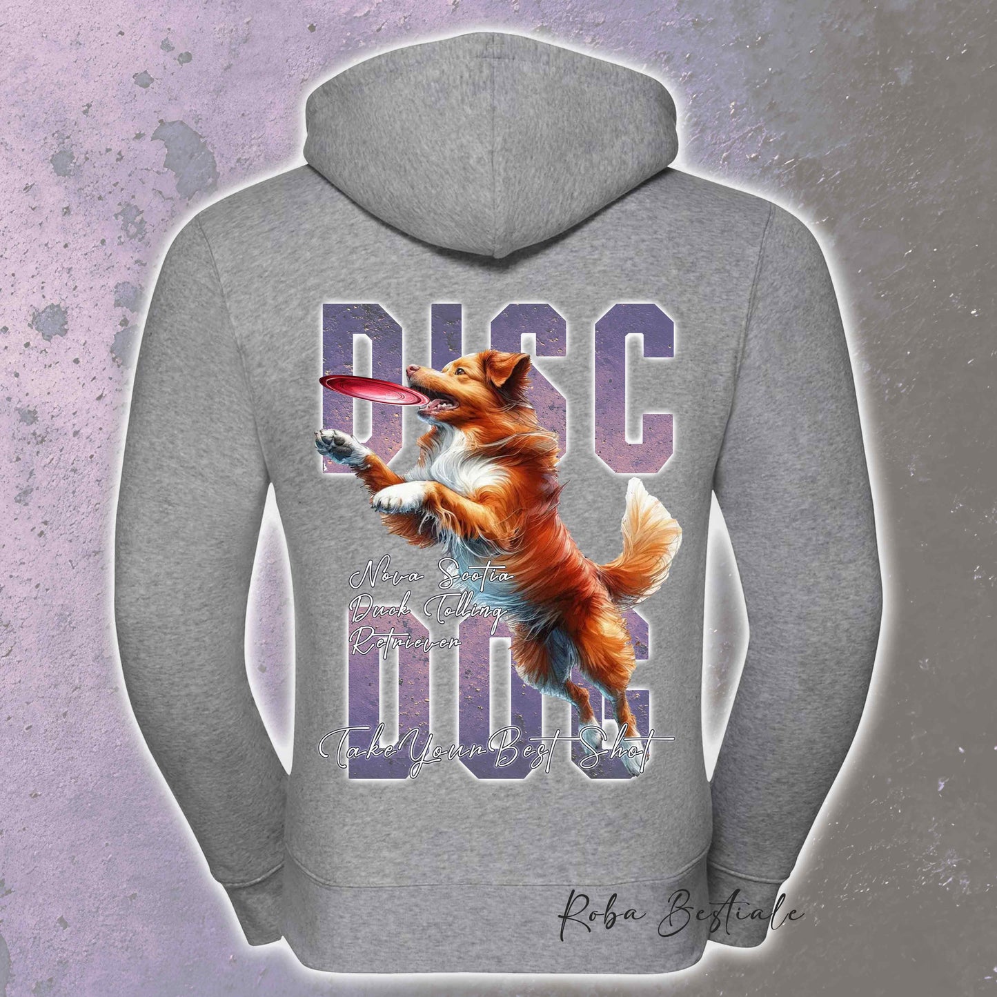 Felpa APTITUDE - DISC DOG - NOVA SCOTIA DUCK TOLLING RETRIEVER - Con Cappuccio e Full Zip, Uomo o Donna, in tanti colori - dalla XS alla 5XL