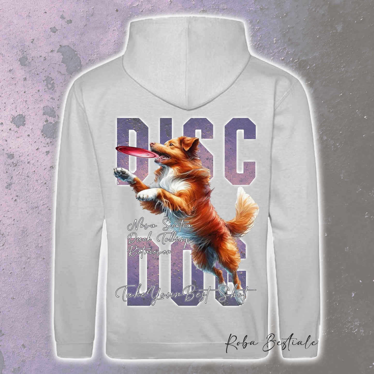 Felpa APTITUDE - DISC DOG - NOVA SCOTIA DUCK TOLLING RETRIEVER - Con Cappuccio e Tasconi, Unisex, in tanti colori - dalla XS alla 5XL