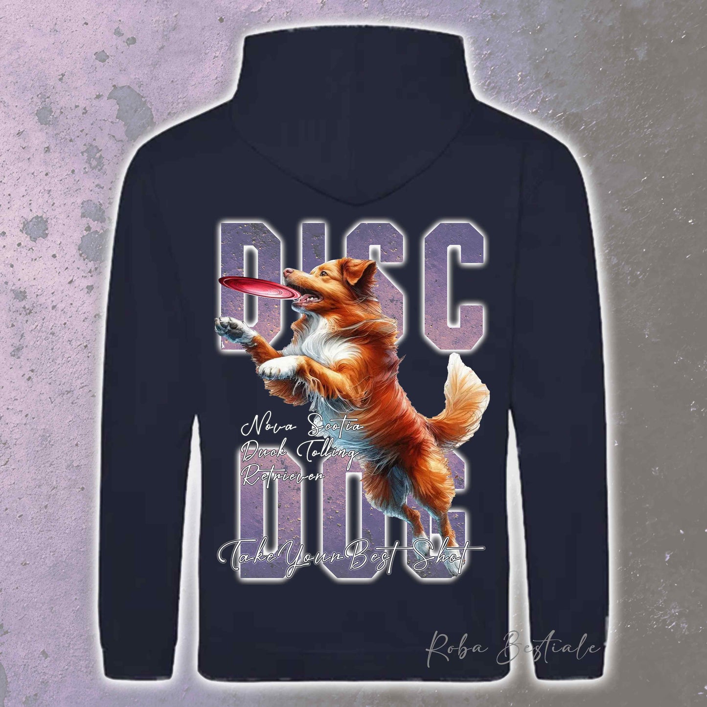 Felpa APTITUDE - DISC DOG - NOVA SCOTIA DUCK TOLLING RETRIEVER - Con Cappuccio e Tasconi, Unisex, in tanti colori - dalla XS alla 5XL