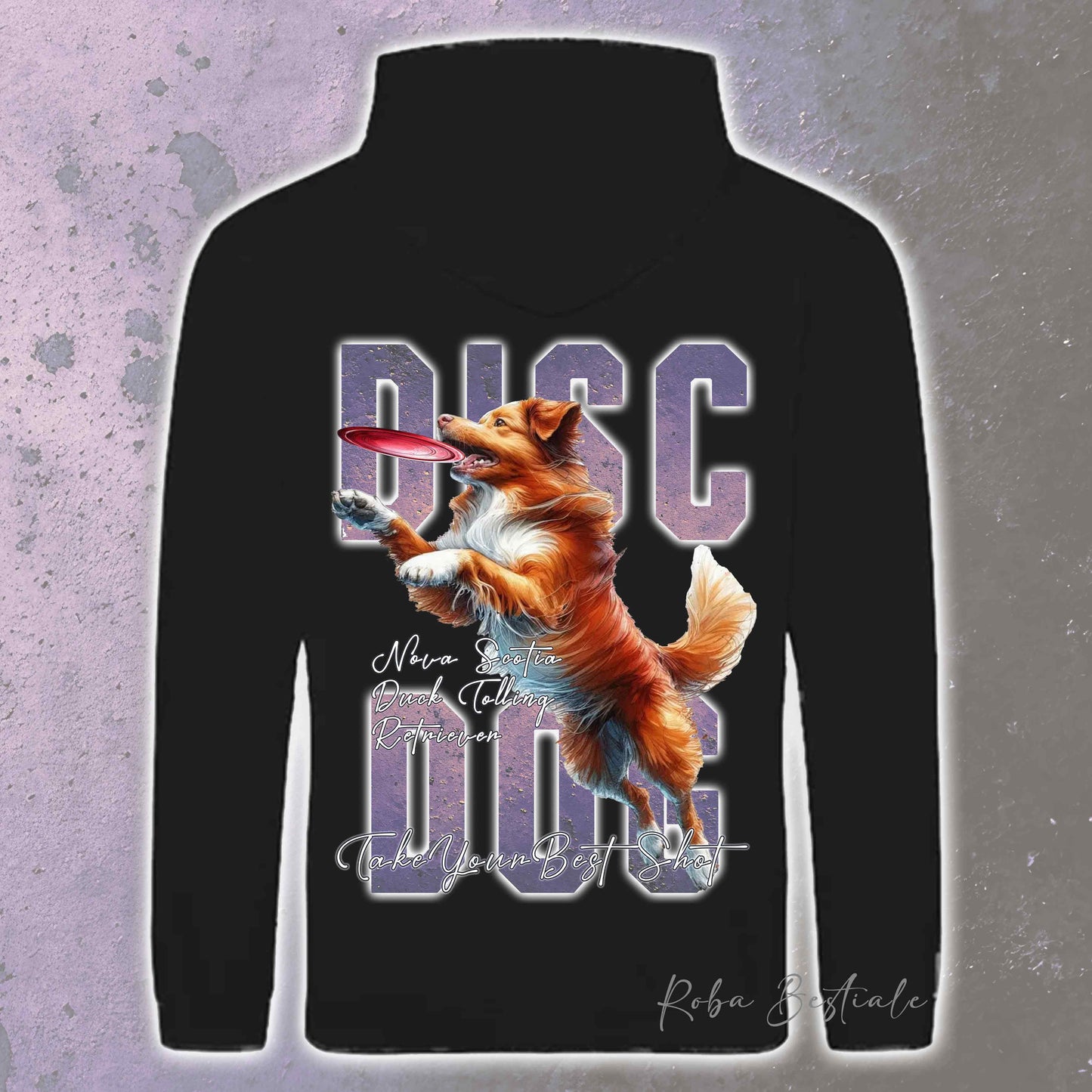 Felpa APTITUDE - DISC DOG - NOVA SCOTIA DUCK TOLLING RETRIEVER - Con Cappuccio e Tasconi, Unisex, in tanti colori - dalla XS alla 5XL