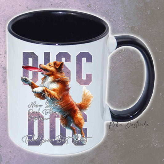 Tazza APTITUDE - DISC DOG - NOVA SCOTIA DUCK TOLLING RETRIEVER - In Ceramica, con manico e interno colorato - 330 ml