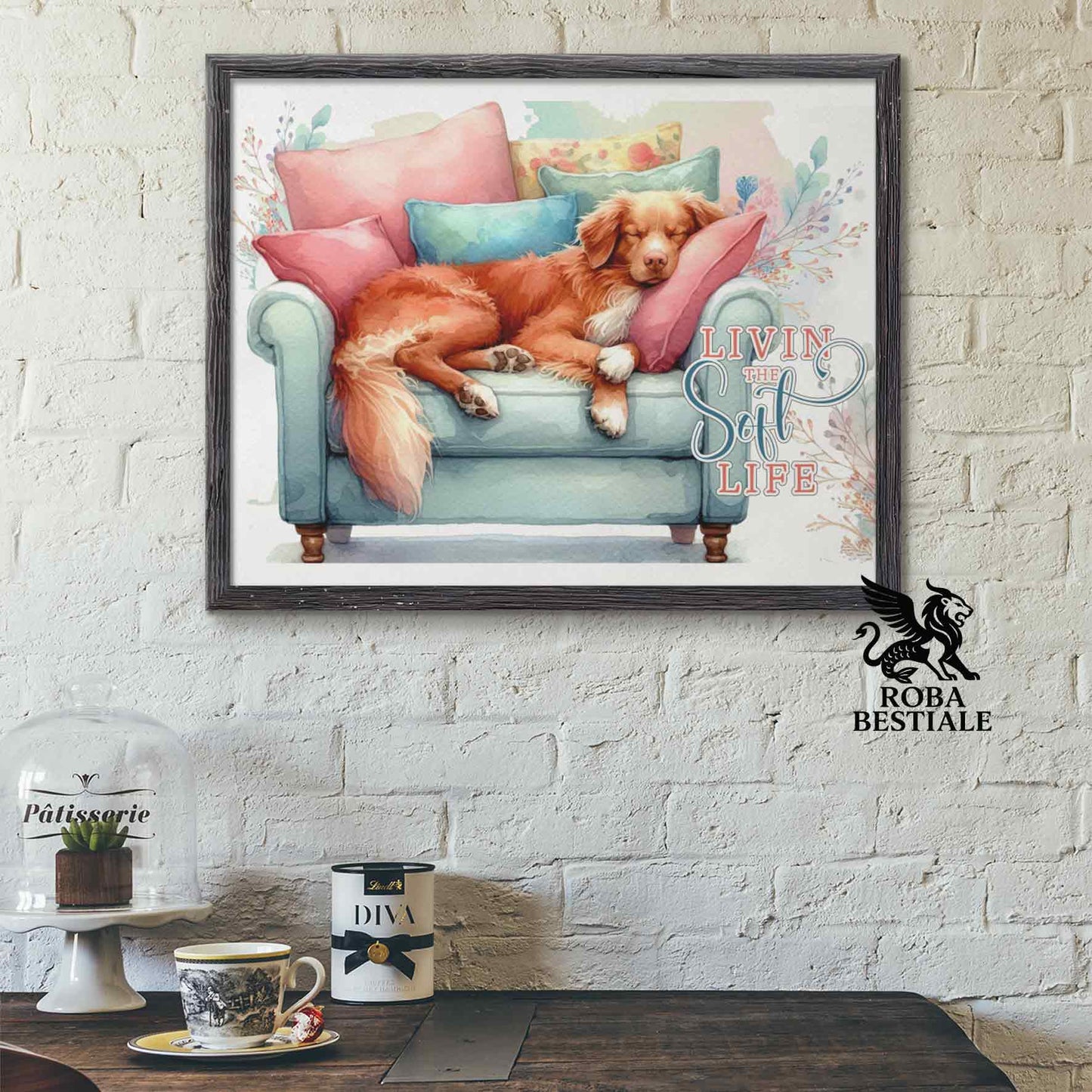 Quadretto SOFT LIFE - NOVA SCOTIA DUCK TOLLING RETRIEVER - Con cornice in legno, formato A4
