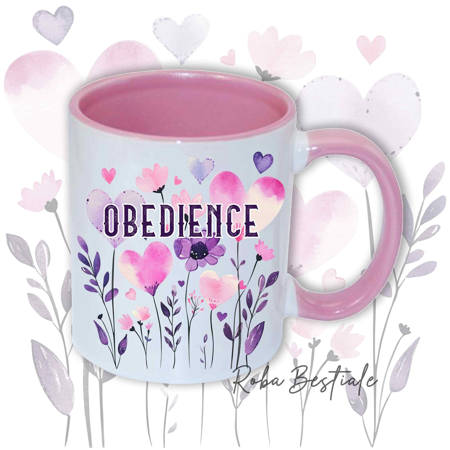 Tazza CANDY - OBEDIENCE - In Ceramica, con manico e interno colorato - 330 ml