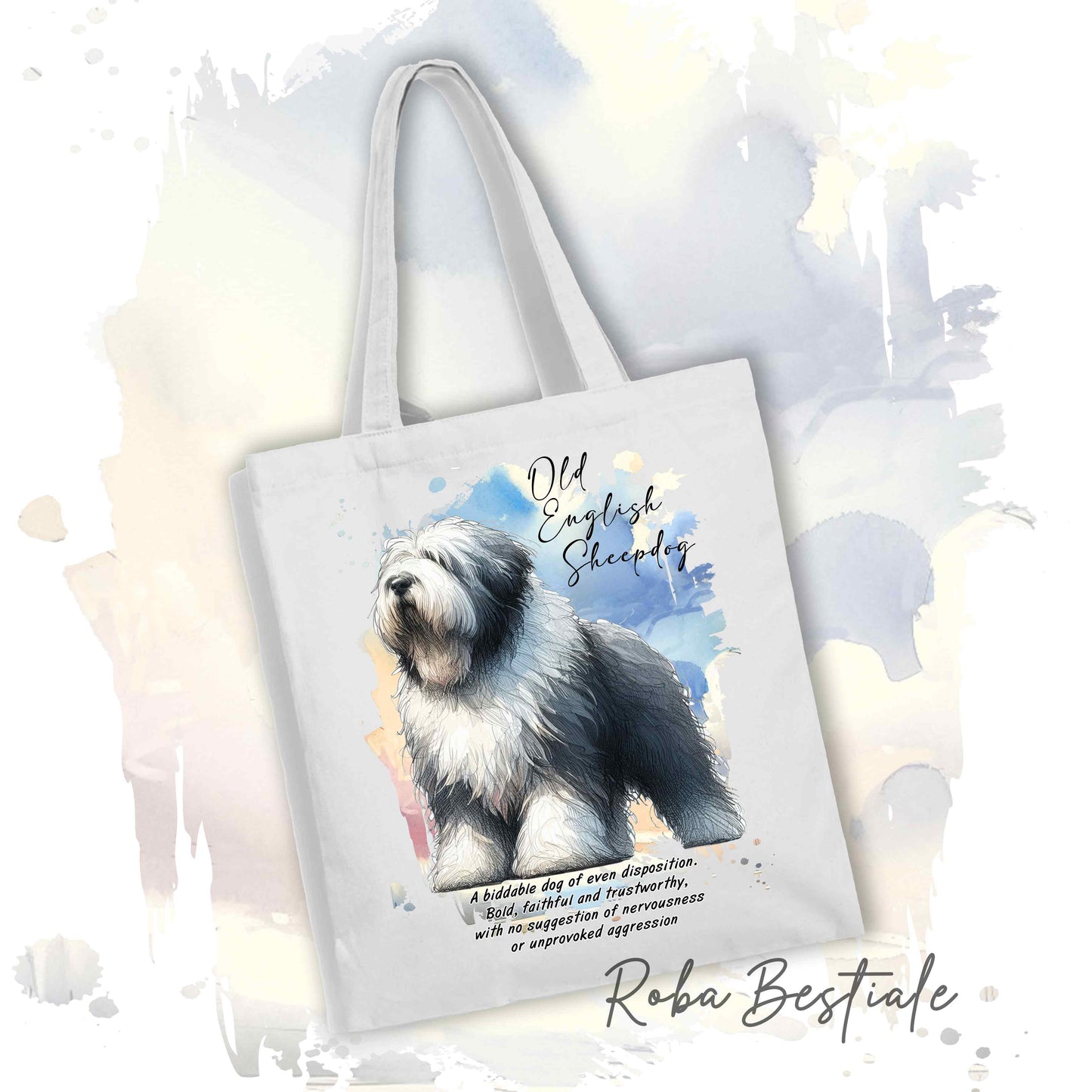 Shopper BEHAVIOR - OLD ENGLISH SHEEPDOG - Standard FCI - Diversi colori disponibili, 100% Cotone