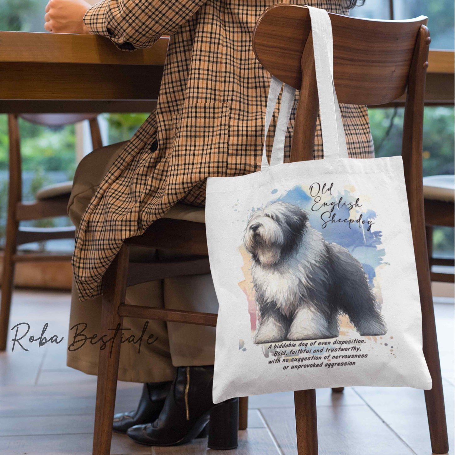 Shopper BEHAVIOR - OLD ENGLISH SHEEPDOG - Standard FCI - Diversi colori disponibili, 100% Cotone