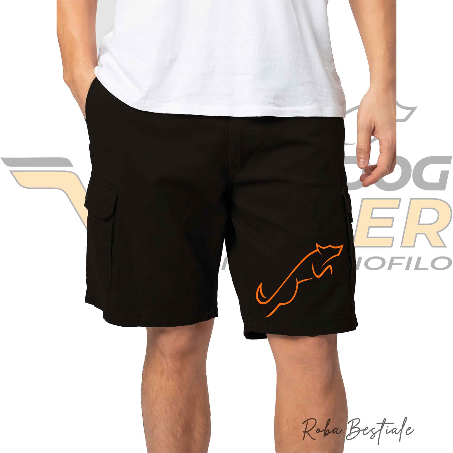 Pantaloncini WONDERDOG - Modello Cargo, Neri, Da Uomo, in Cotone - Dalla S alla XXL