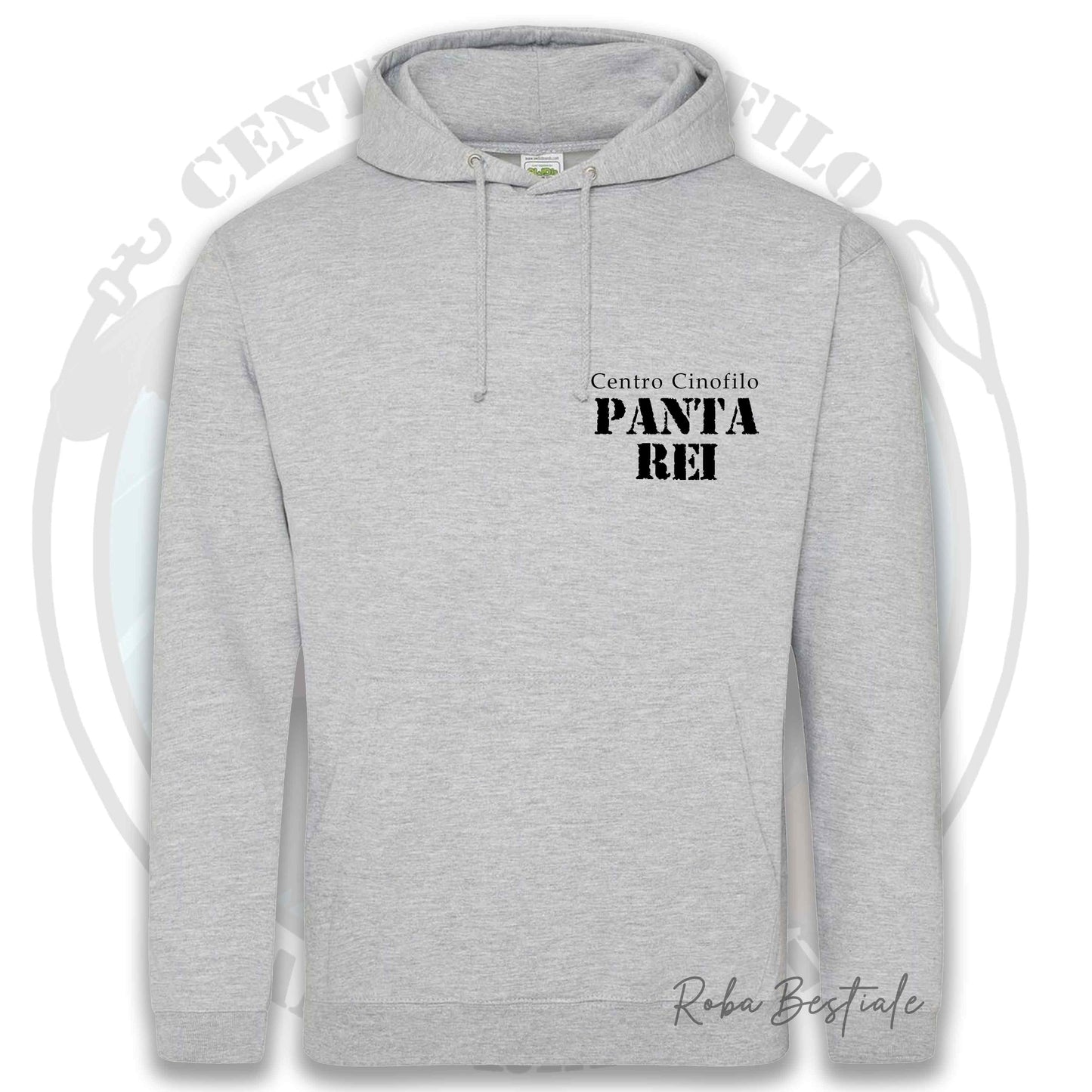 Felpa PANTA REI asd - GRIGIA - Con Cappuccio e Tasconi - dalla XS alla 5XL