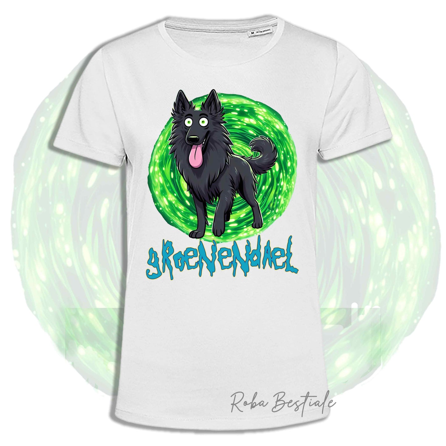 T-Shirt RICK & MORTY - PASTORE BELGA GROENENDAL - Bianca, Nera o Beige, Uomo o Donna, dalla XS alla 5XL