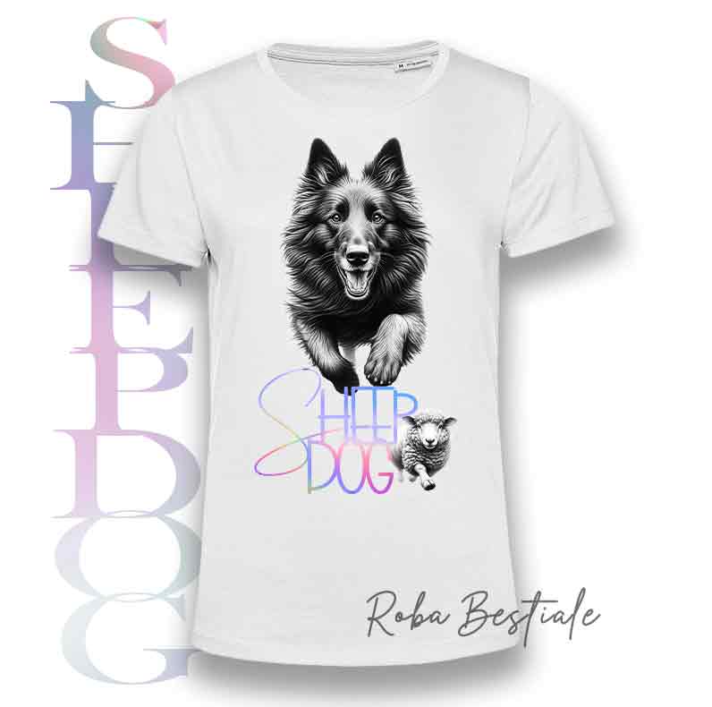 T-Shirt FLASHY SHEEPDOG - PASTORE BELGA GROENENDAEL - Scritta Olografica Cangiante!