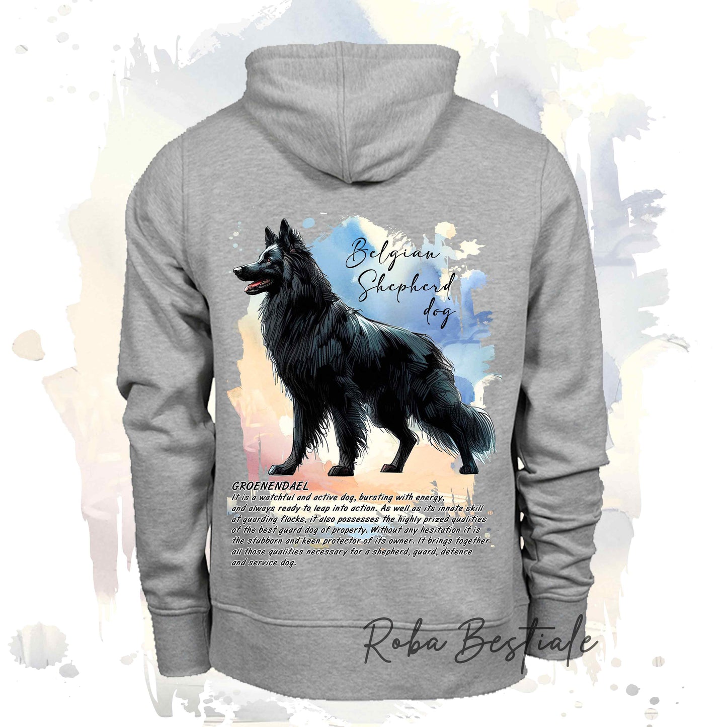 Felpa BEHAVIOR - PASTORE BELGA GROENENDAEL - Standard FCI - Unisex - Grigia - dalla XS alla 3XL