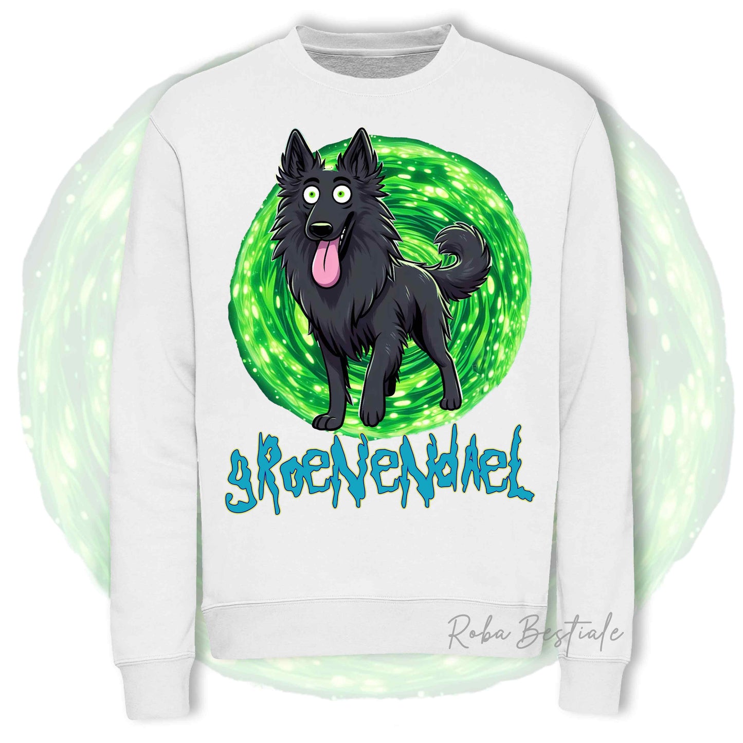 Felpa Invernale RICK&MORTY - PASTORE BELGA GROENENDAEL - Girocollo, Unisex, in tanti colori! - dalla XS alla 3XL