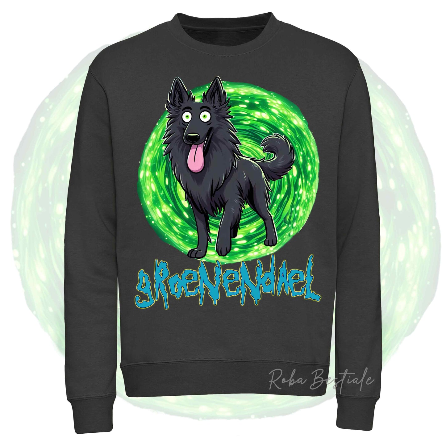 Felpa Invernale RICK&MORTY - PASTORE BELGA GROENENDAEL - Girocollo, Unisex, in tanti colori! - dalla XS alla 3XL