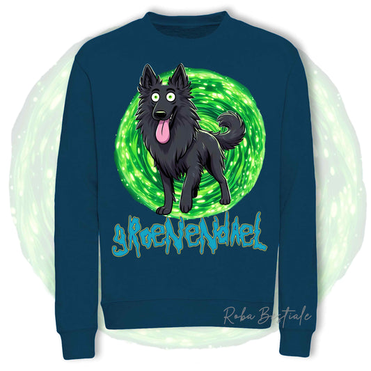 Felpa Invernale RICK&MORTY - PASTORE BELGA GROENENDAEL - Girocollo, Unisex, in tanti colori! - dalla XS alla 3XL