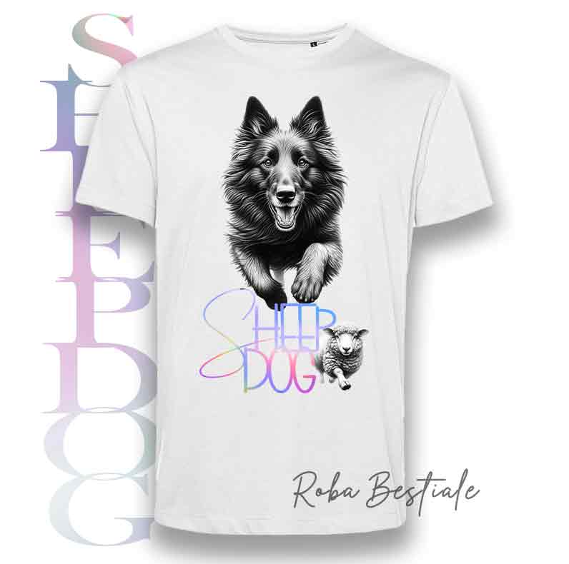 T-Shirt FLASHY SHEEPDOG - PASTORE BELGA GROENENDAEL - Scritta Olografica Cangiante!