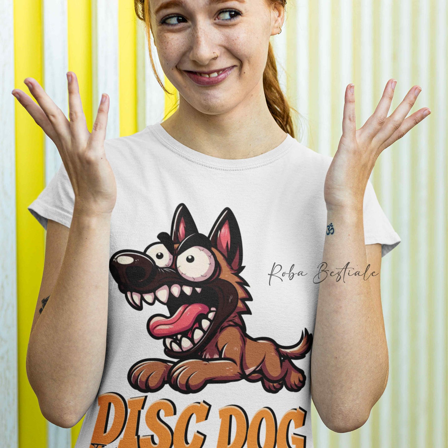 T-Shirt BONKERS - DISC DOG - PASTORE BELGA MALINOIS - Uomo o Donna - dalla XS alla 5XL