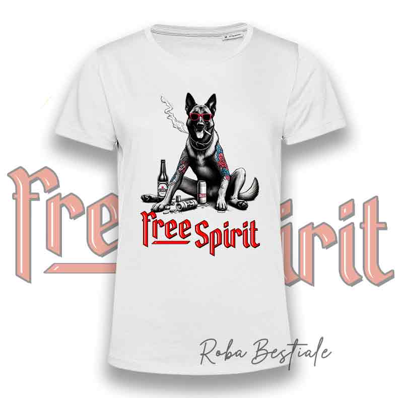 T-Shirt FREE SPIRIT - PASTORE BELGA MALINOIS - Uomo o Donna - dalla XS alla 5XL