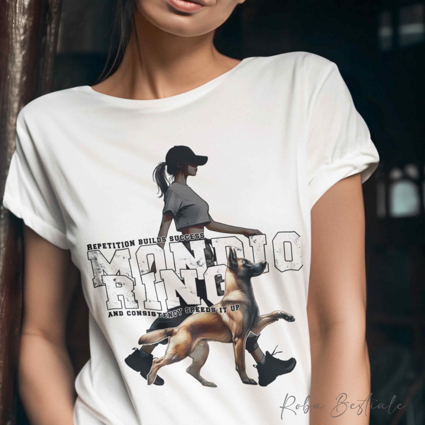 T-Shirt MONDIORING5 - PASTORE BELGA MALINOIS + DONNA - Bianca, Uomo o Donna - dalla XS alla 5XL