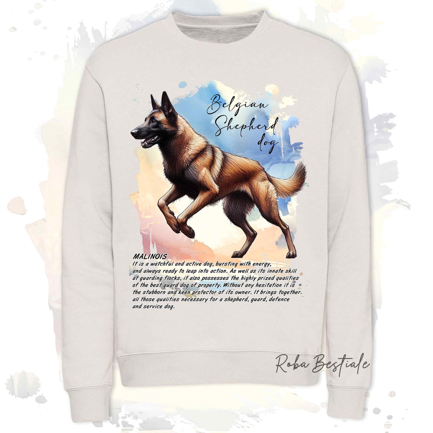 Felpa BEHAVIOR - PASTORE BELGA MALINOIS - Girocollo, Unisex, in tanti colori! - dalla XS alla 3XL