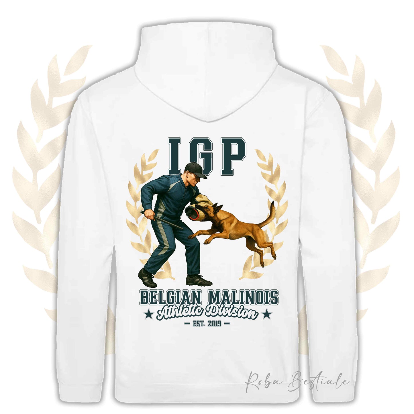 Felpa IGP ATTACK - PASTORE BELGA MALINOIS - Con Cappuccio e Tasconi, Unisex, in tanti colori - dalla XS alla 5XL