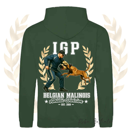 Felpa IGP ATTACK - PASTORE BELGA MALINOIS - Con Cappuccio e Tasconi, Unisex, in tanti colori - dalla XS alla 5XL