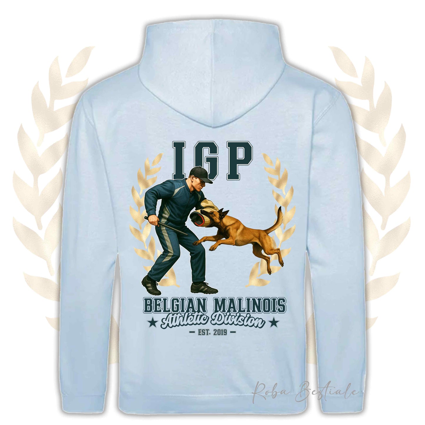 Felpa IGP ATTACK - PASTORE BELGA MALINOIS - Con Cappuccio e Tasconi, Unisex, in tanti colori - dalla XS alla 5XL