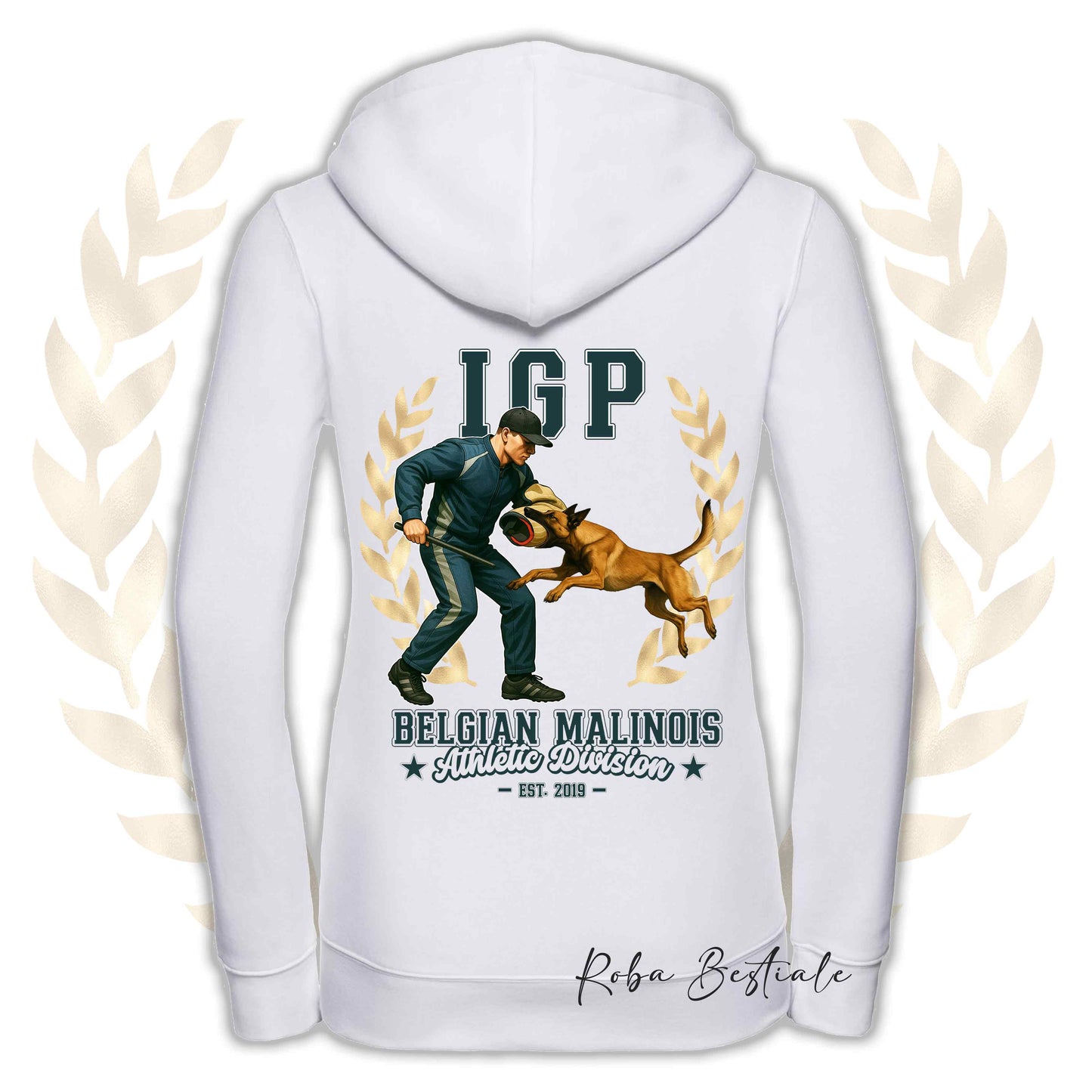 Felpa IGP ATTACK - PASTORE BELGA MALINOIS - Con Cappuccio e Full Zip, Uomo o Donna, in tanti colori - dalla XS alla 5XL