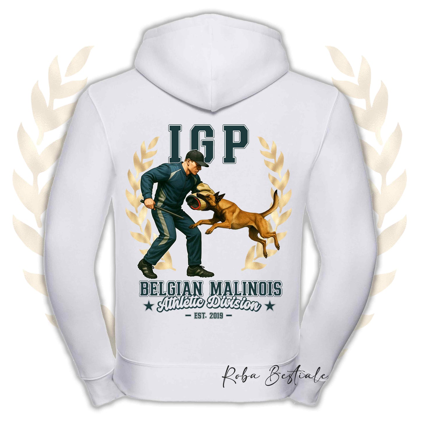 Felpa IGP ATTACK - PASTORE BELGA MALINOIS - Con Cappuccio e Full Zip, Uomo o Donna, in tanti colori - dalla XS alla 5XL