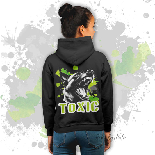 TOXIC Sweatshirt - BELGIAN SHEPHERD MALINOIS - Hooded Full Zip, Men's or Women's, Black - XS to 5XL