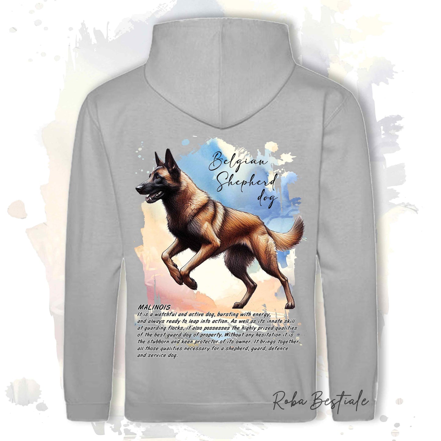 Felpa BEHAVIOR - PASTORE BELGA MALINOIS - Cappuccio e Tasconi, Unisex, in tanti colori - dalla XS alla 5XL