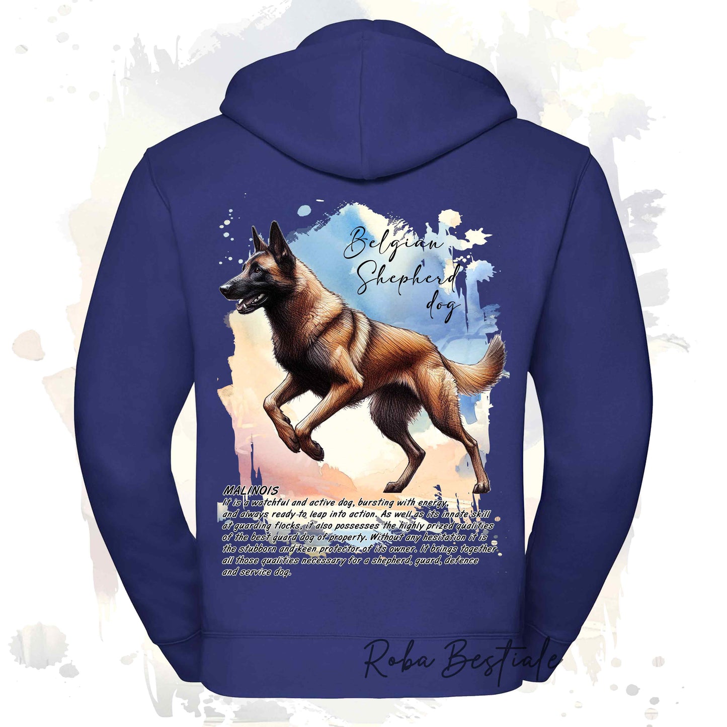 Felpa BEHAVIOR - PASTORE BELGA MALINOIS - Con Cappuccio e Full Zip, Uomo o Donna - dalla XS alla 5XL