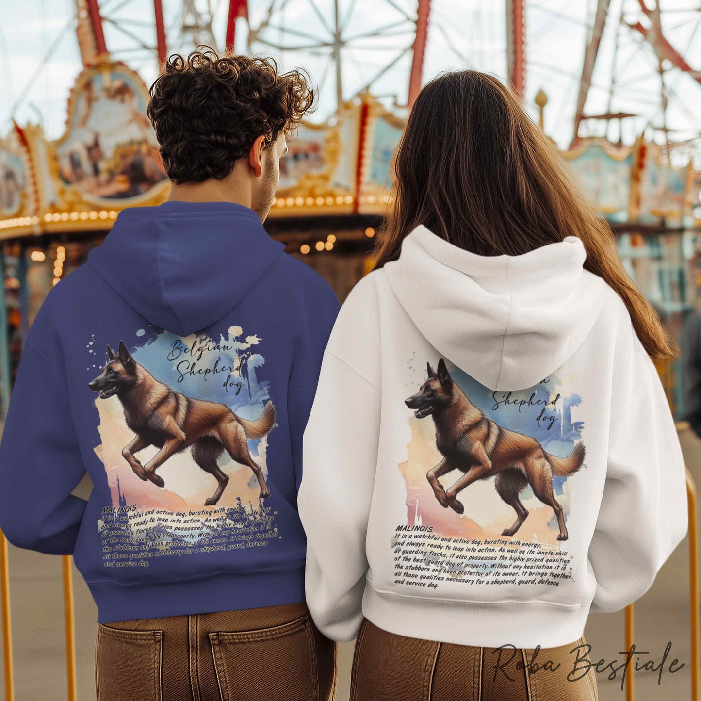 Felpa BEHAVIOR - PASTORE BELGA MALINOIS - Con Cappuccio e Full Zip, Uomo o Donna - dalla XS alla 5XL