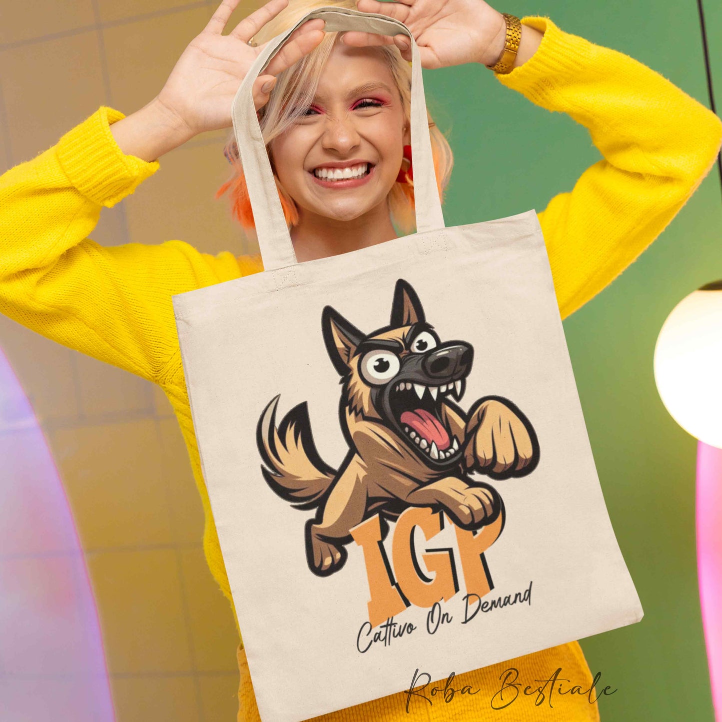 Shopper BONKERS - IGP - PASTORE BELGA MALINOIS - Diversi colori disponibili