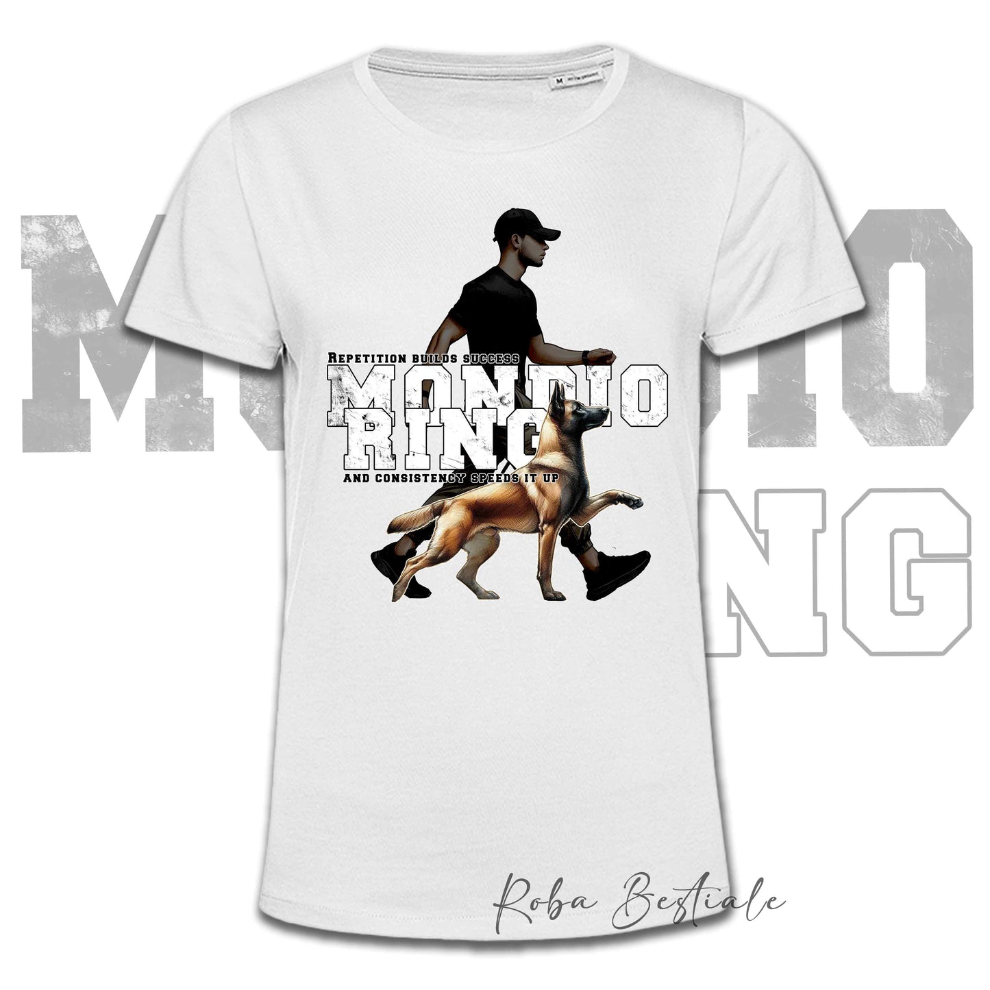 T-Shirt MONDIORING5 - PASTORE BELGA MALINOIS + UOMO - Bianca, Uomo o Donna - dalla XS alla 5XL