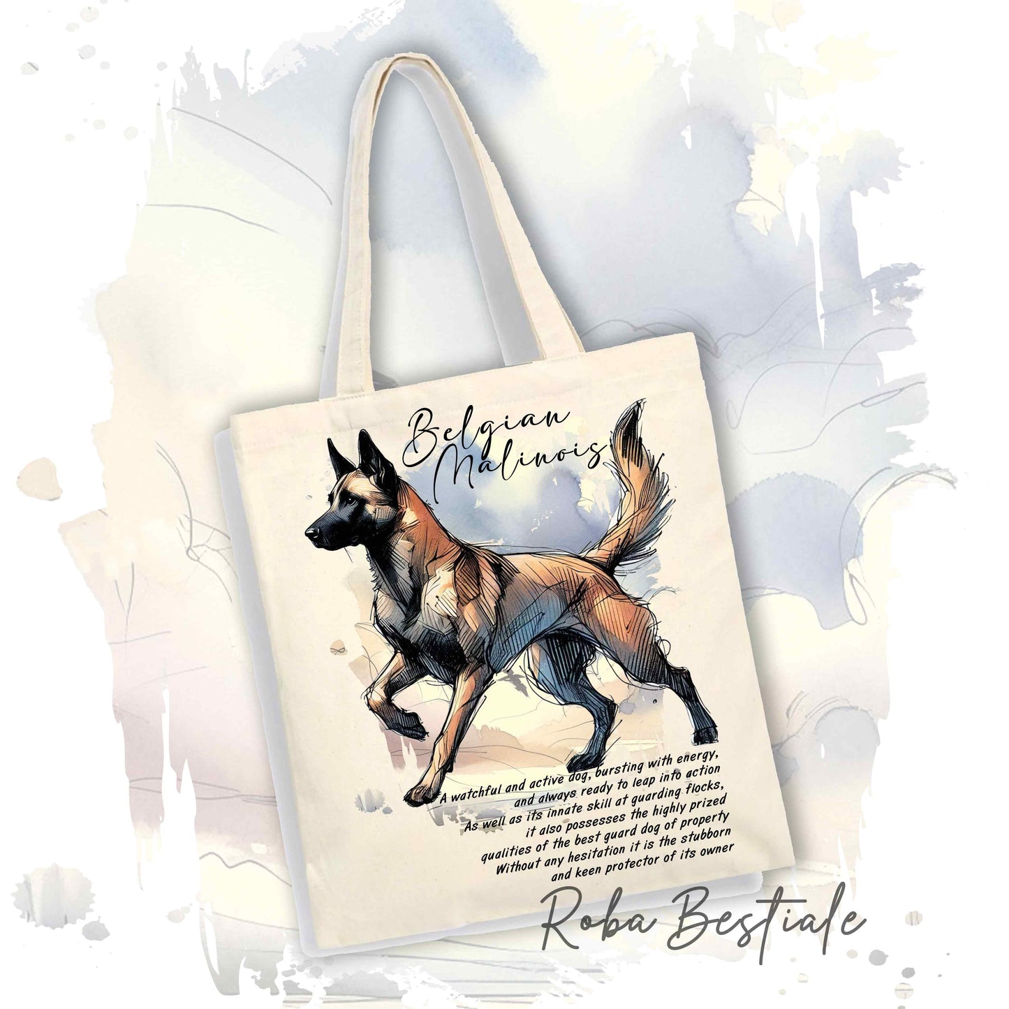 Shopper BEHAVIOR - PASTORE BELGA MALINOIS - Standard FCI - Diversi colori disponibili, 100% Cotone