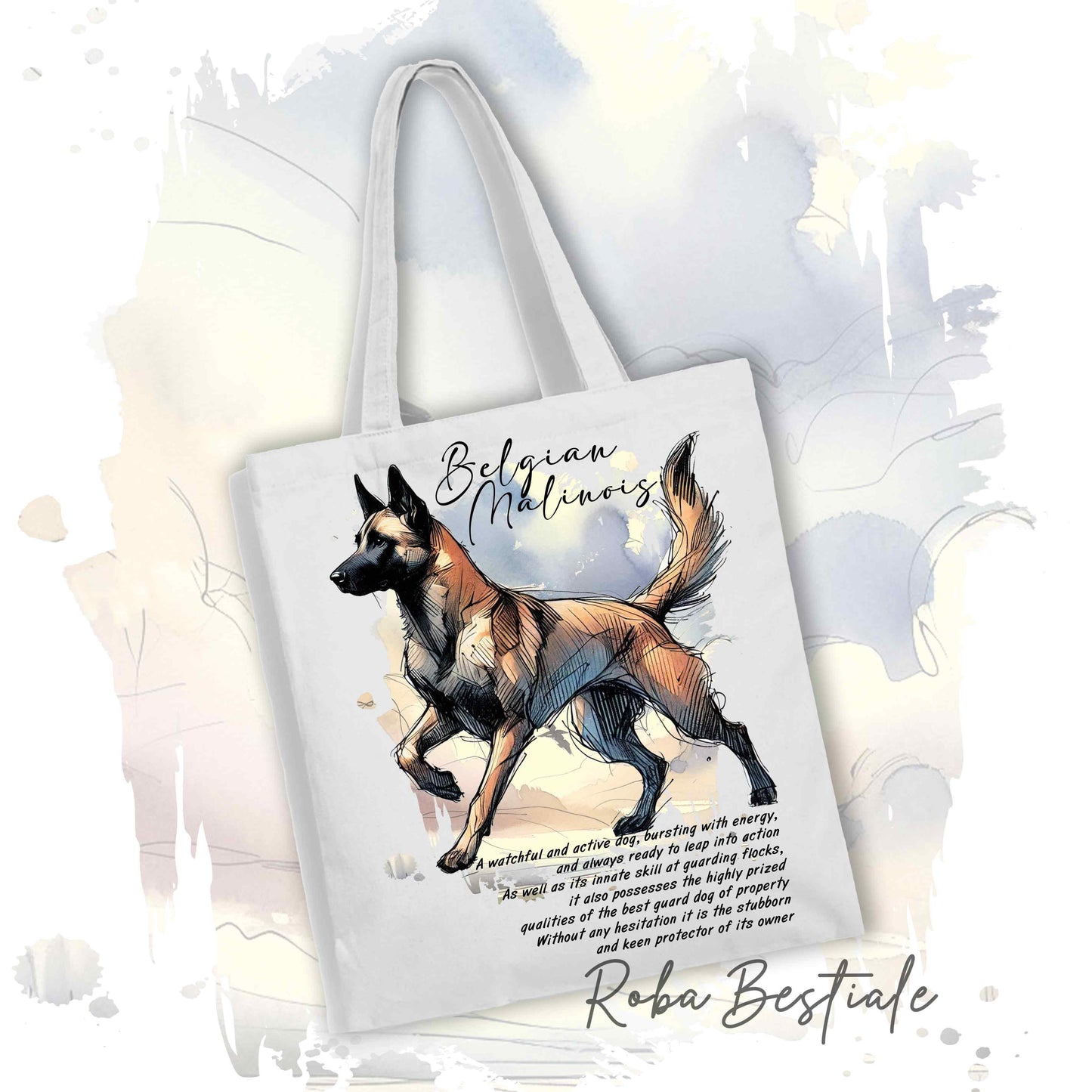 Shopper BEHAVIOR - PASTORE BELGA MALINOIS - Standard FCI - Diversi colori disponibili, 100% Cotone