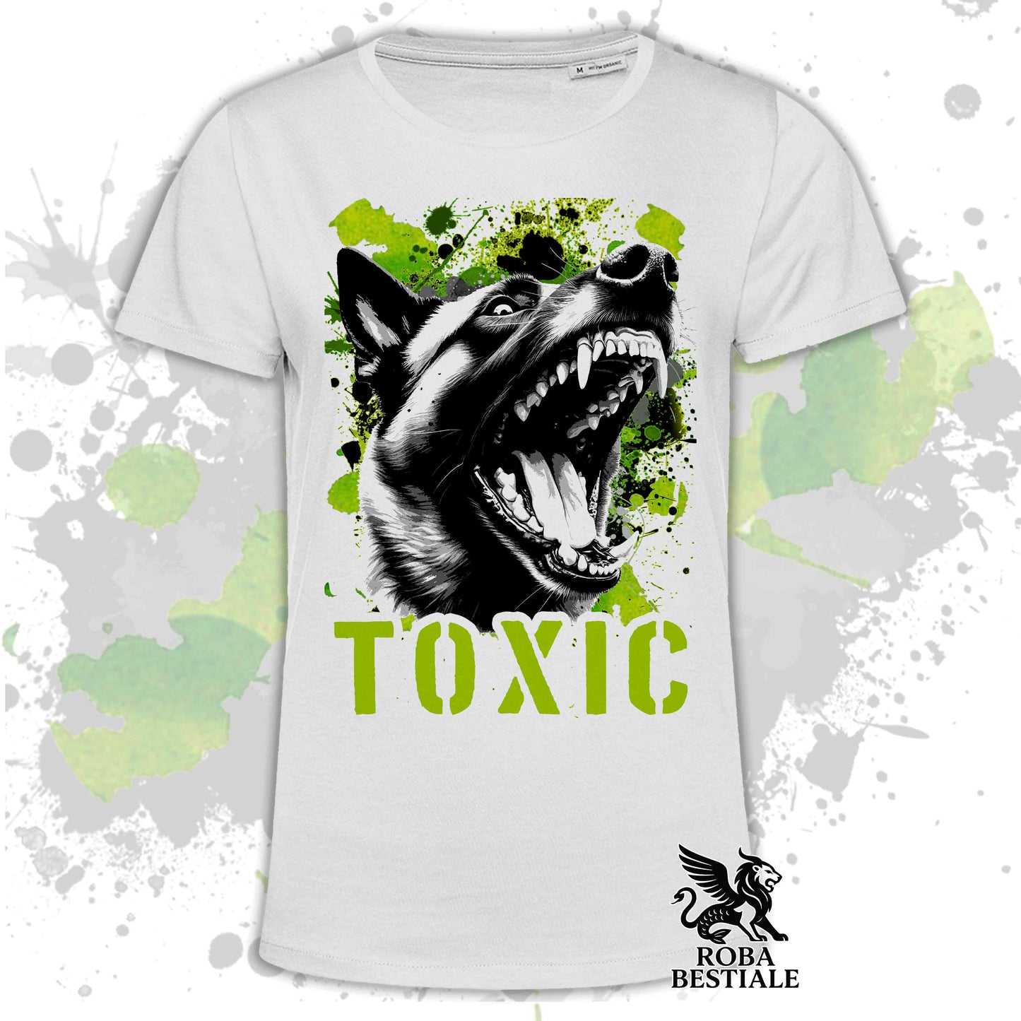 T-Shirt TOXIC - PASTORE BELGA MALINOIS - Bianca o Beige, da Uomo o da Donna - dalla XS alla 5XL