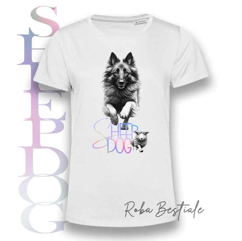 T-Shirt FLASHY SHEEPDOG - PASTORE BELGA TERVUEREN - Scritta Olografica Cangiante!