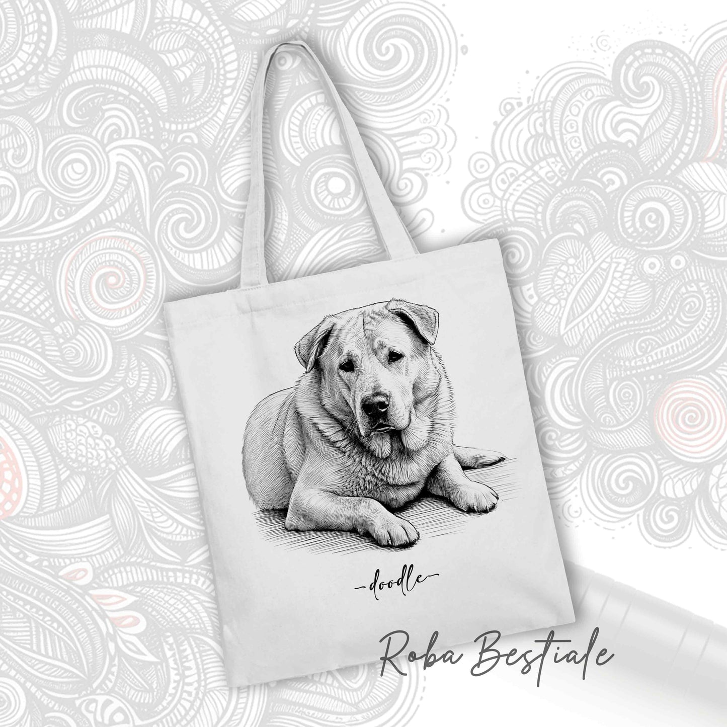 DOODLE Elegance Shopper - CENTRAL ASIAN SHEPHERD - Various colors available, 100% Cotton