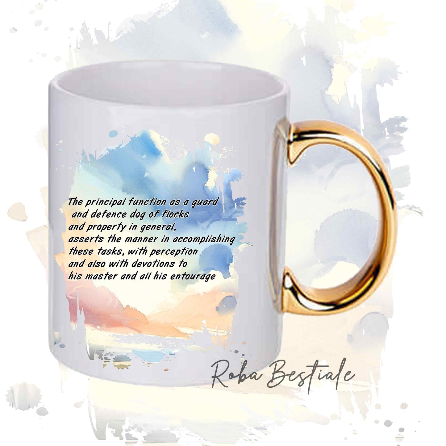 Tazza BEHAVIOR - PASTORE MAREMMANO ABRUZZESE - Standard FCI - In Ceramica, con manico dorato - 330 ml