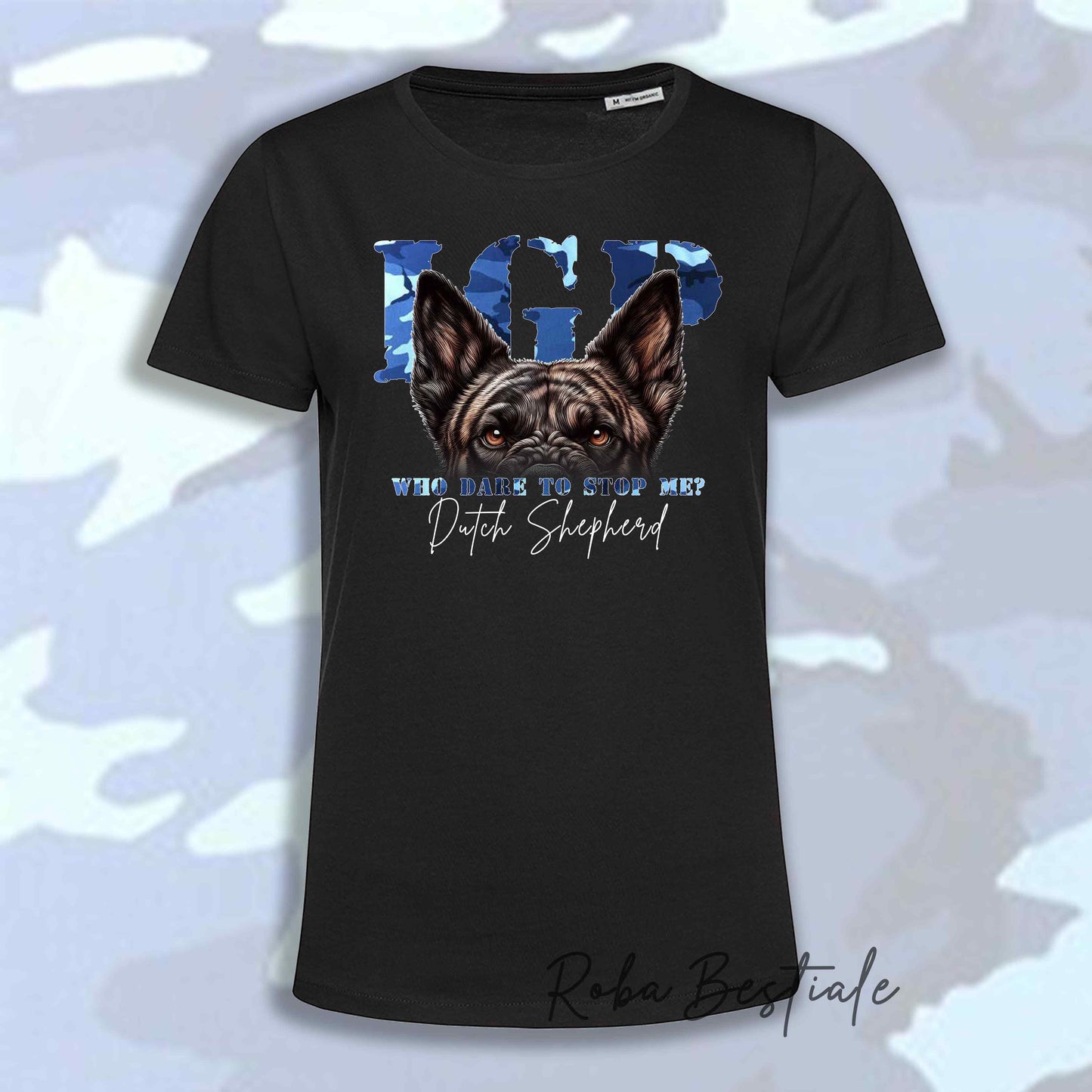 T-Shirt WHO DARE IGP - PASTORE OLANDESE a Pelo Corto - Nera - Stampa in tanti colori! Dalla XS alla 5XL