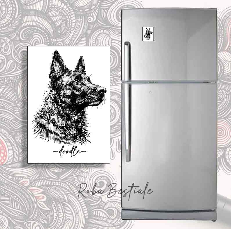 Magnete DOODLE - PASTORE OLANDESE a Pelo Corto