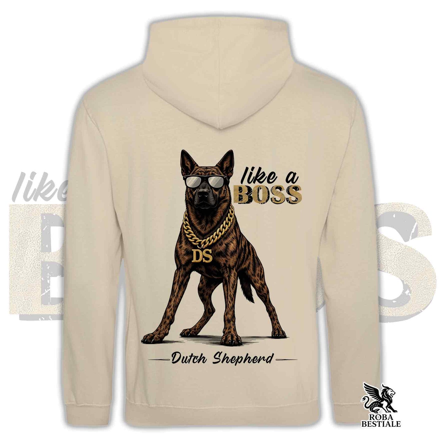 Sweat à capuche LIKE A BOSS - Berger Hollandais Poil Court - Unisex, avec poches kangourou, disponible en plusieurs couleurs - du XS au 3XL