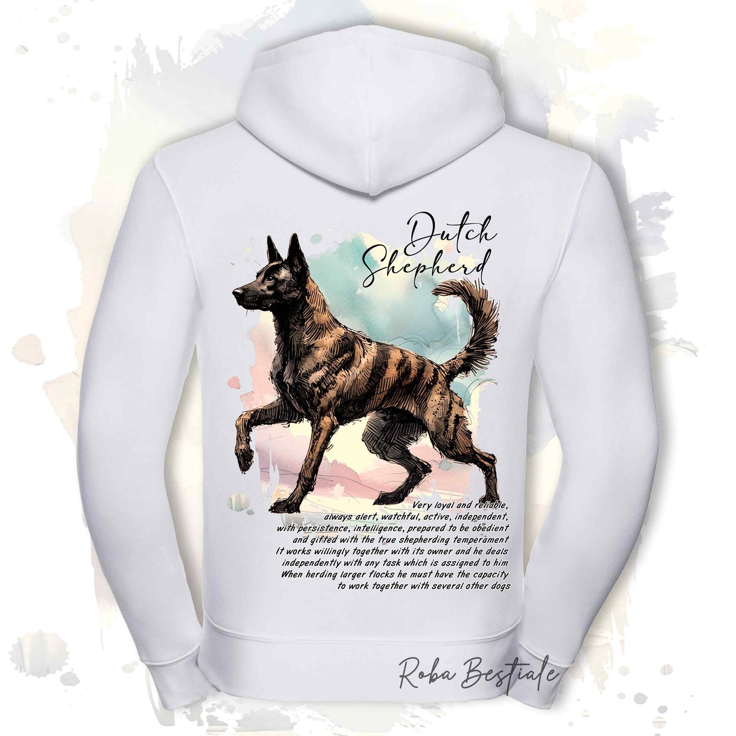 Felpa BEHAVIOR - PASTORE OLANDESE a Pelo Corto - Con Cerniera - Uomo o Donna - Bianca o Grigia - dalla XS alla 3XL