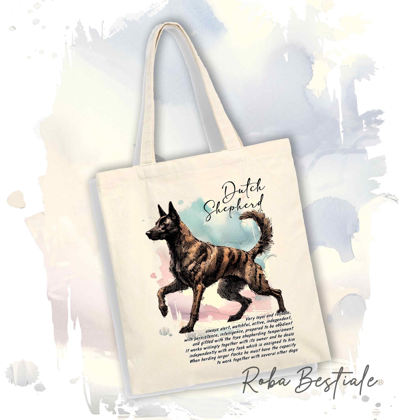 Shopper BEHAVIOR - PASTORE OLANDESE a Pelo Corto - Standard FCI - Diversi colori disponibili, 100% Cotone