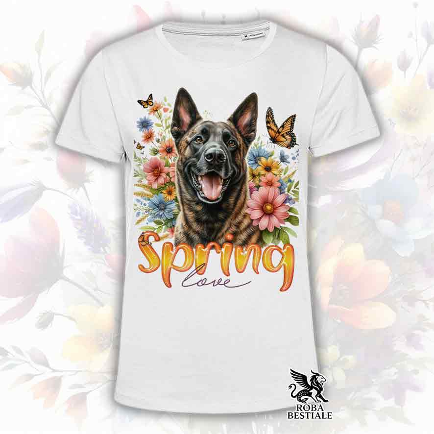 SPRING LOVE T-Shirt - Dutch Shepherd (Smooth Haired) - White or Beige, Men's or Women's - from XS to 5XL