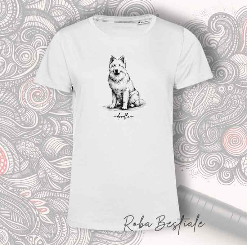 T-Shirt DOODLE - PASTORE SVIZZERO BIANCO