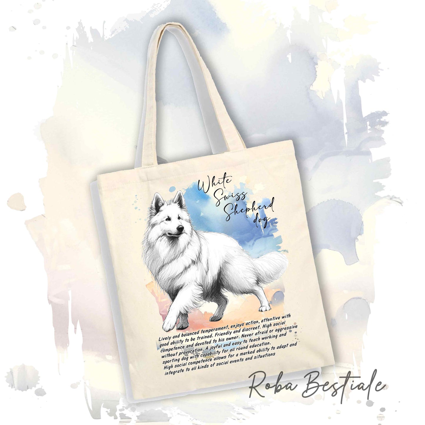 Shopper BEHAVIOR - PASTORE SVIZZERO BIANCO - Standard FCI - Diversi colori disponibili, 100% Cotone