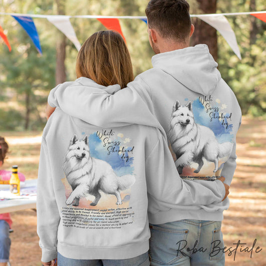 Felpa BEHAVIOR - PASTORE SVIZZERO BIANCO - Standard FCI - Unisex - Grigia - dalla XS alla 3XL