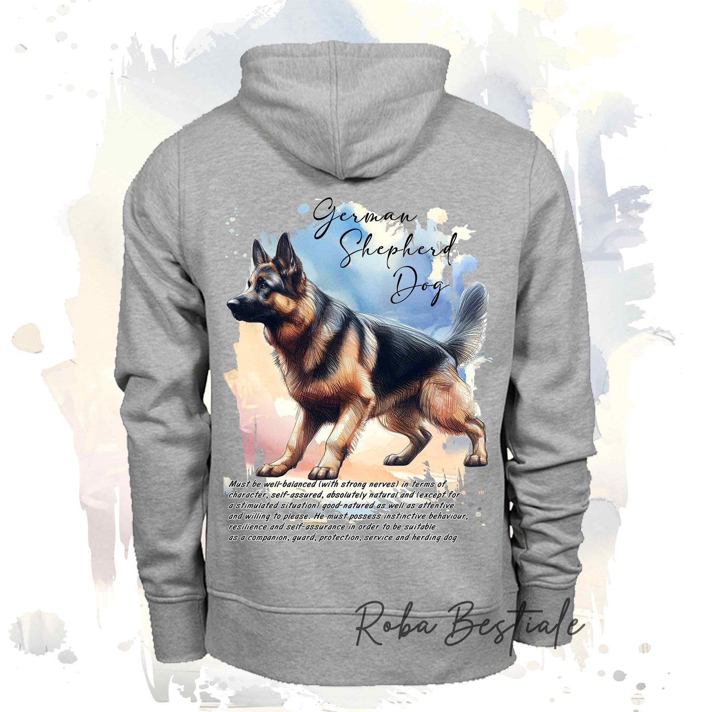 Felpa BEHAVIOR - PASTORE TEDESCO a Pelo Corto - Standard FCI - Unisex - Grigia - dalla XS alla 3XL