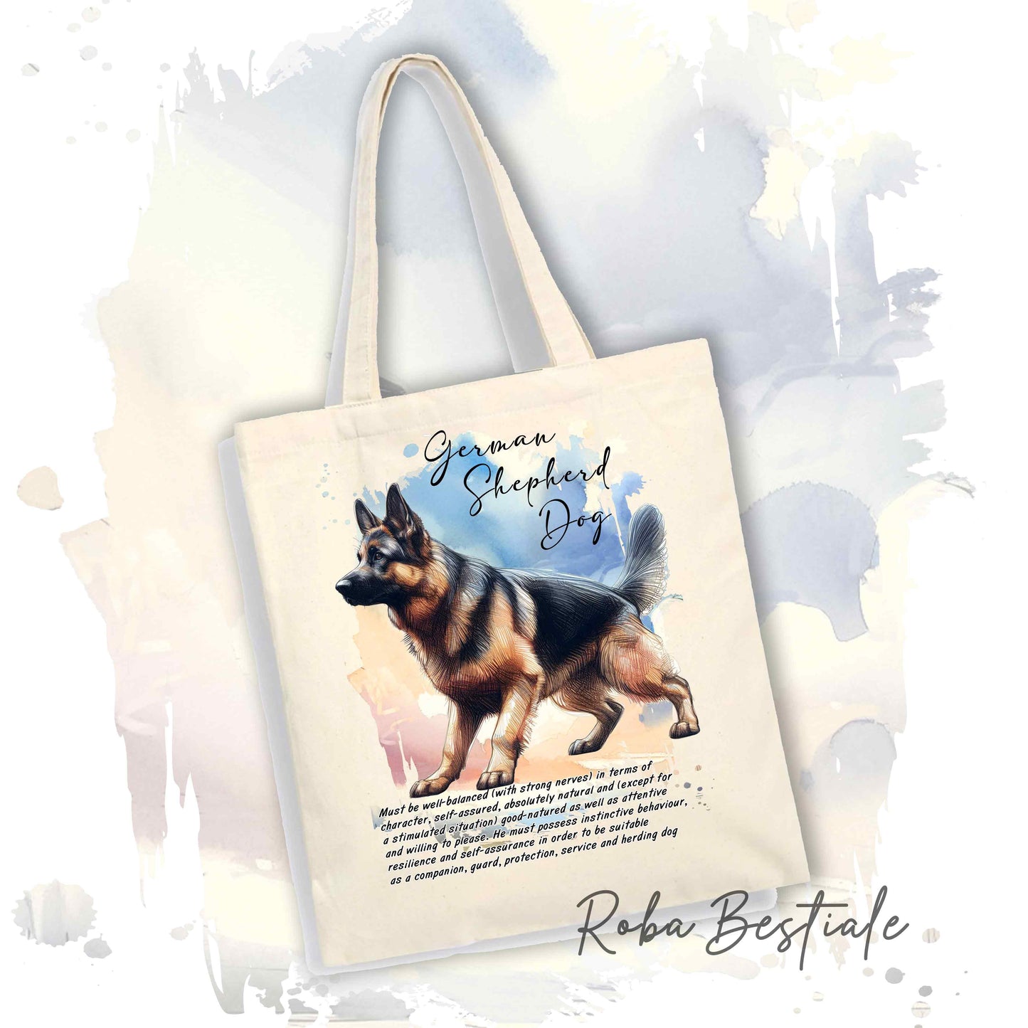 Shopper BEHAVIOR - PASTORE TEDESCO a Pelo Corto - Standard FCI - Diversi colori disponibili, 100% Cotone